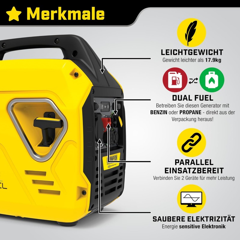 Γεννήτρια Champion Βενζίνης και Υγραερίου Inverter 2.75kva 2200W